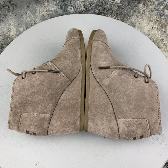 Toms Women's Size 6.5 Desert Taupe Brown Suede High Heel Wedge Ankle Booties - Picture 9 of 13